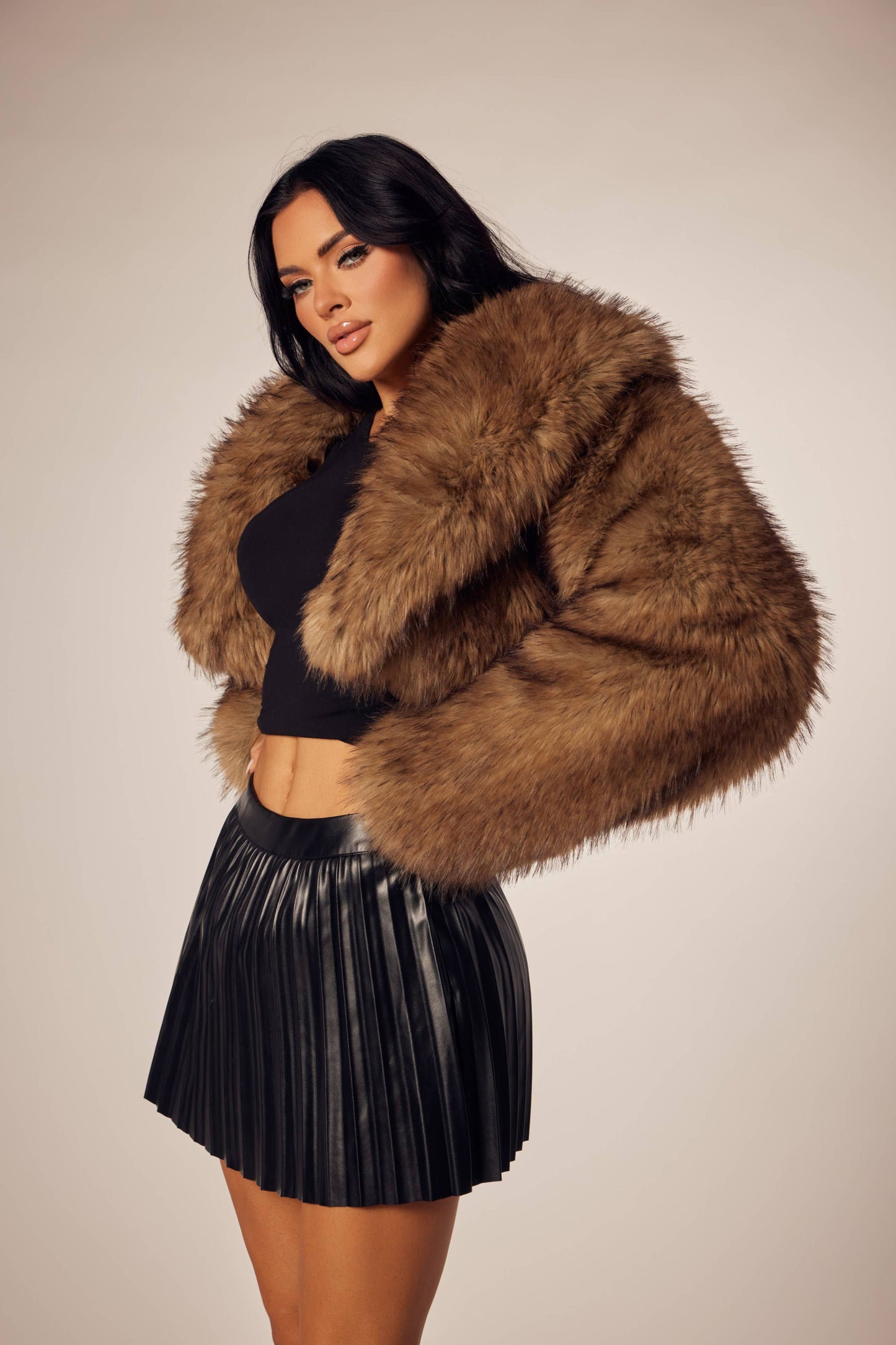 LUXE FUR FALL CROPPED JACKET