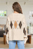 CESW3392 - DIAMOND PATTERN CABLE KNIT SWEATER: Oatmeal / S-M-L(2-2-2)