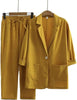 Office Daily Women's Casual Solid Color Cotton And Linen Pocket Pant Co-ord Set Pants Sets: Yellow