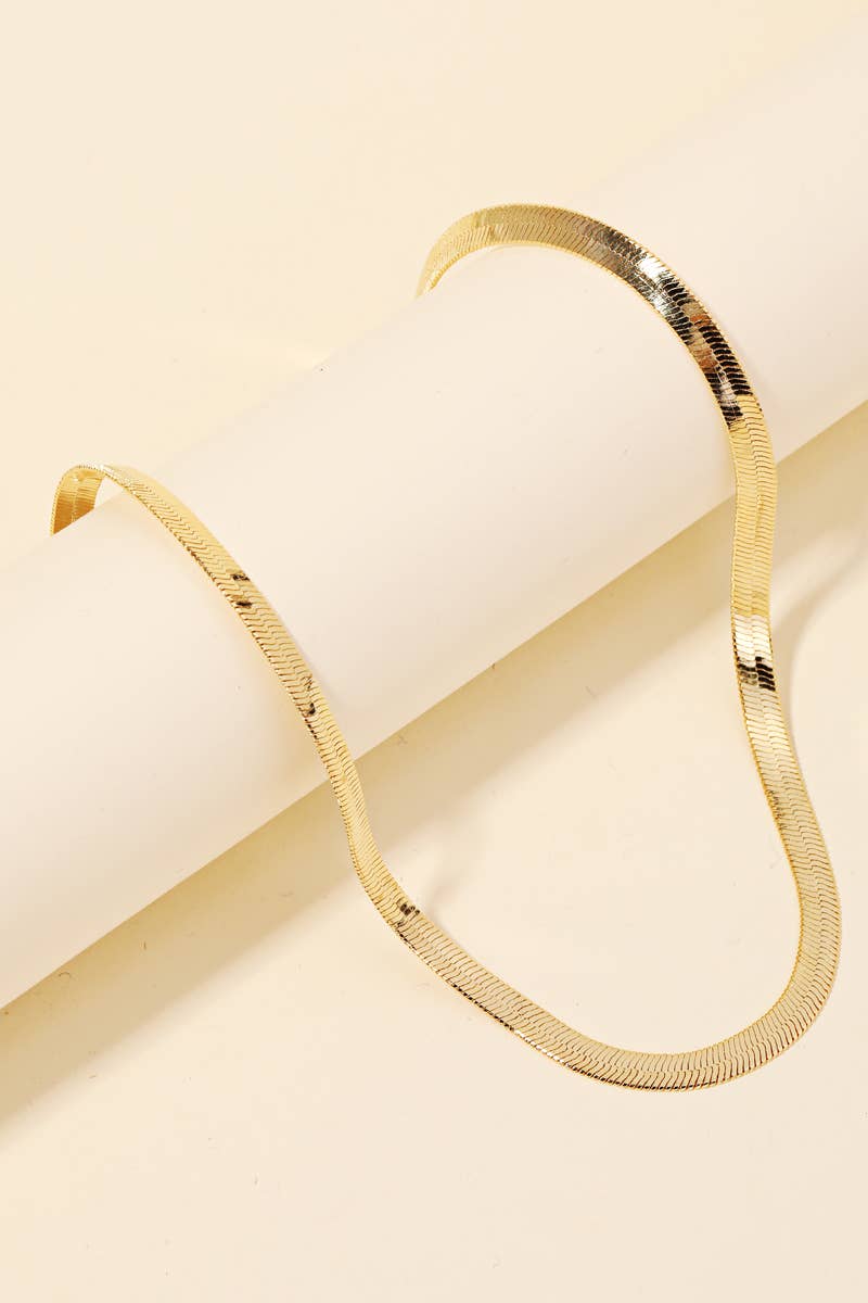 Metallic Herringbone Choker Necklace: G