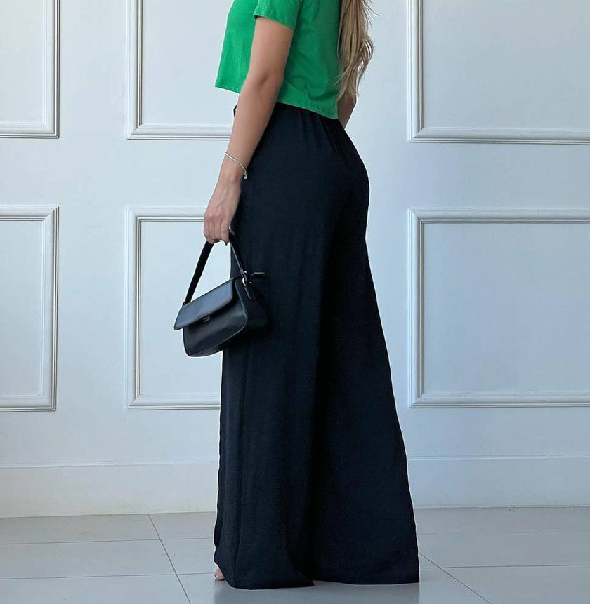 Office suit trousers wide leg pants: Black