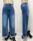 Basic High Rise Straight Cuff Jeans