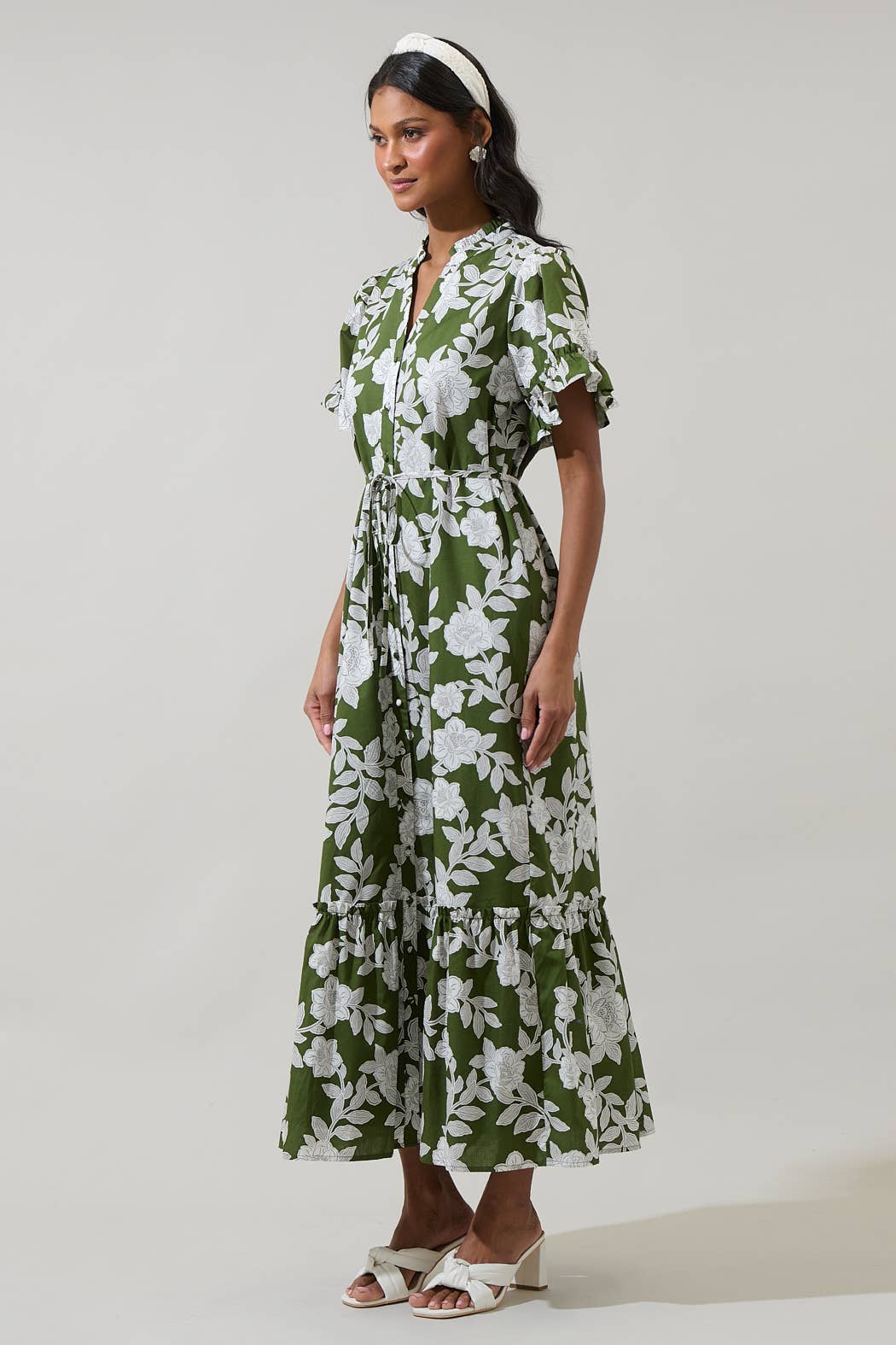 HAIZLEY FLORAL BUTTON UP MIDI DRESS