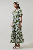 Haizley Floral Alna Button Up Midi Dress: CREAM-GREEN