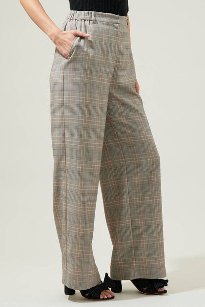 MULVANE PLAID WIDE LEG PANTS