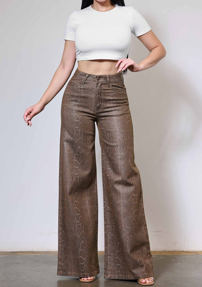 PYTHON PRINT WIDE LEG JEANS