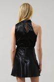 Esmena Satin Mini Dress: Black