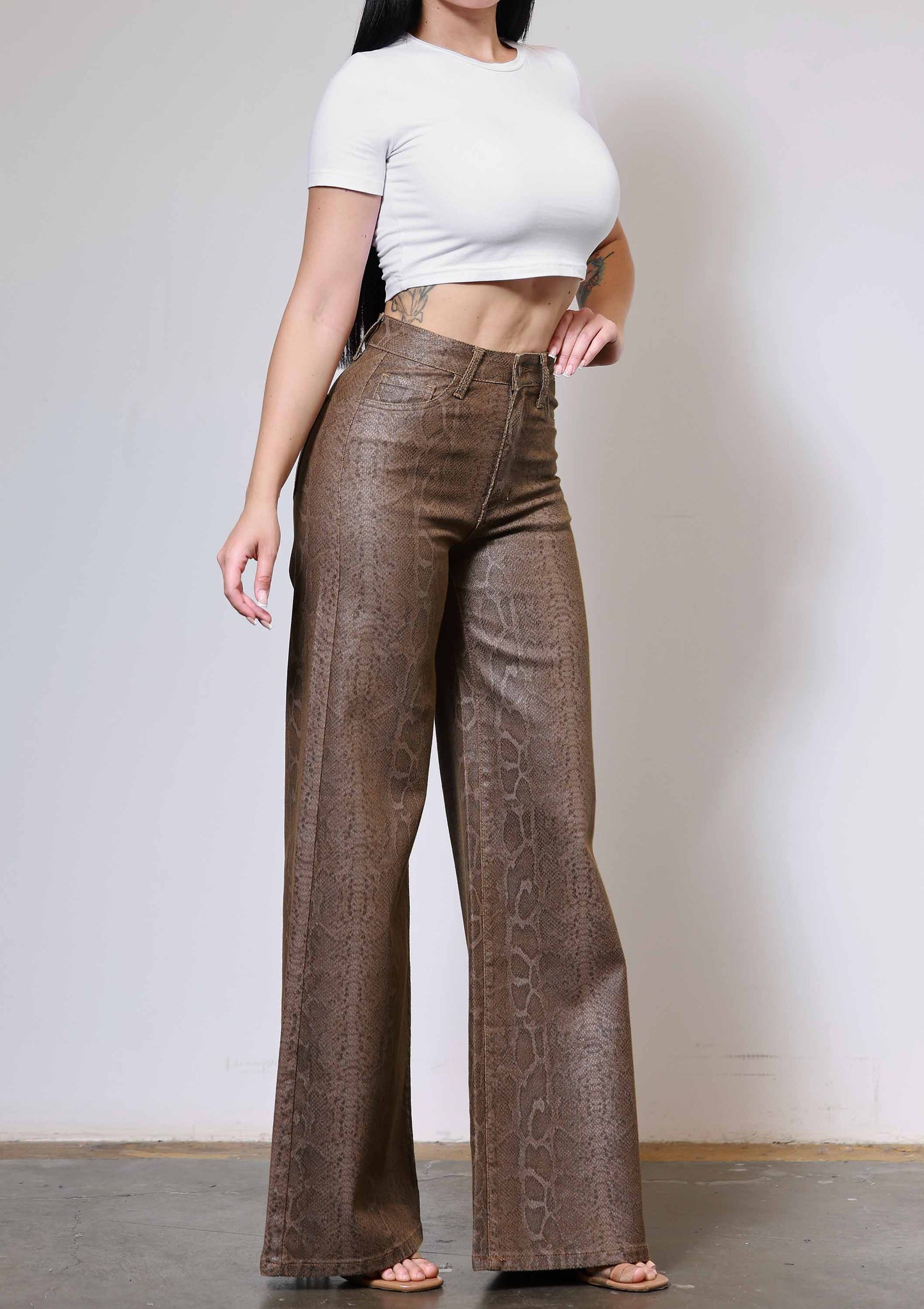 PYTHON PRINT WIDE LEG JEANS