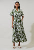 Haizley Floral Alna Button Up Midi Dress: CREAM-GREEN