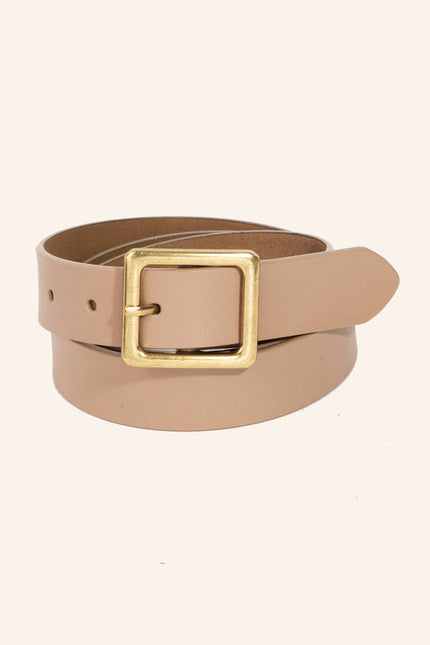 Genuine Leather Square Buckle Belt: GIV