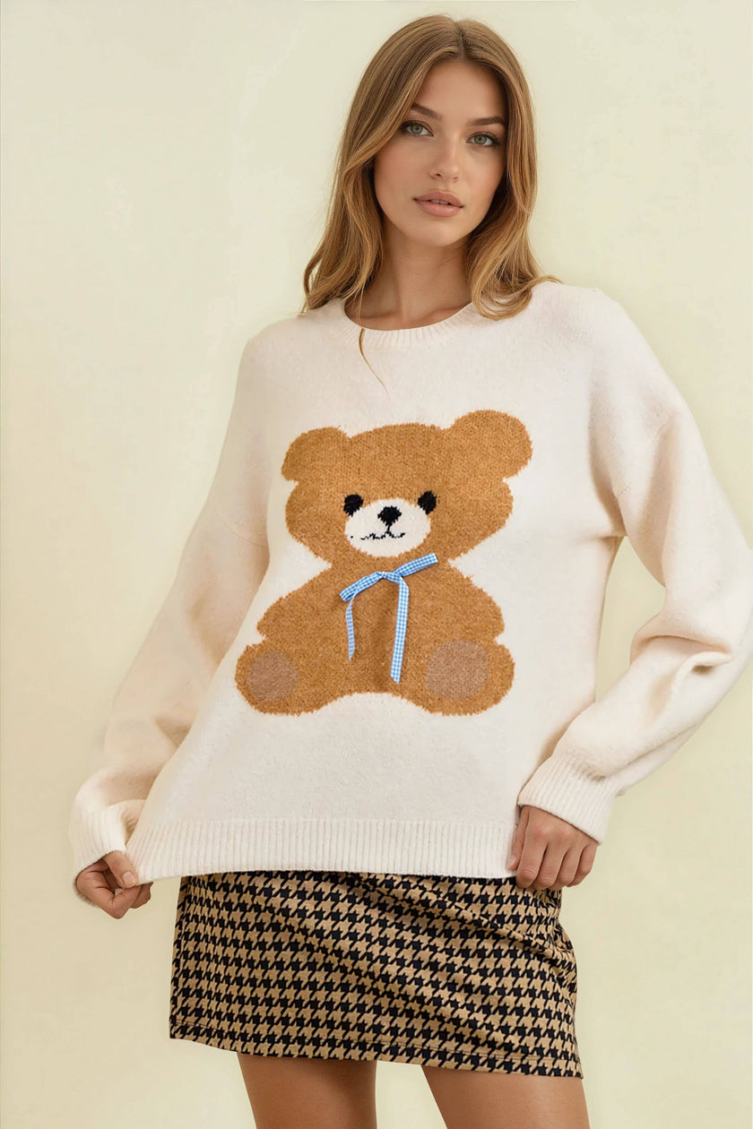BEAR KNITTED PULLOVER SWEATER
