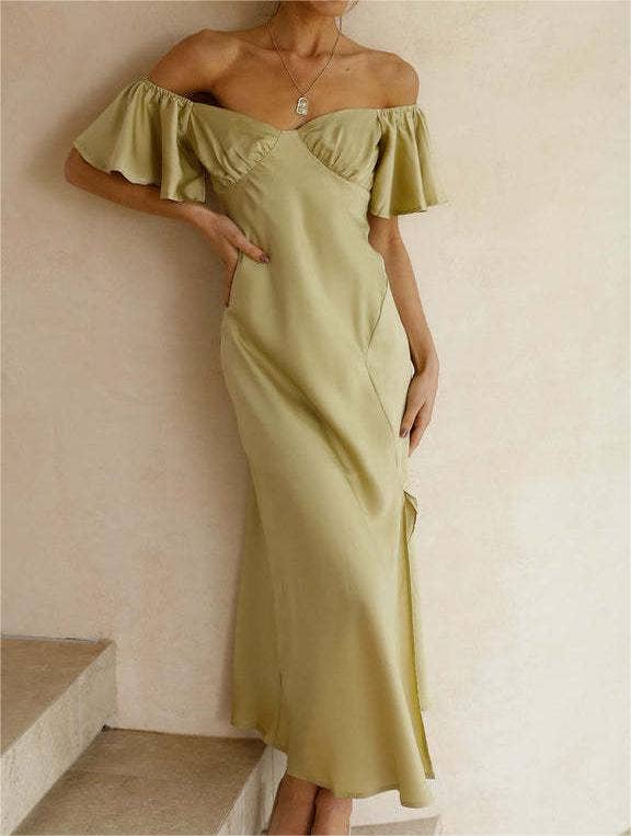 Sleeveless V-neck high-waisted dress/evening gown