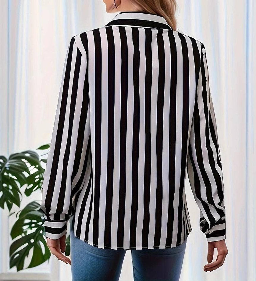 Loose striped printed shirt
