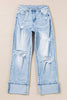 Light Wash Distressed Flare Jeans