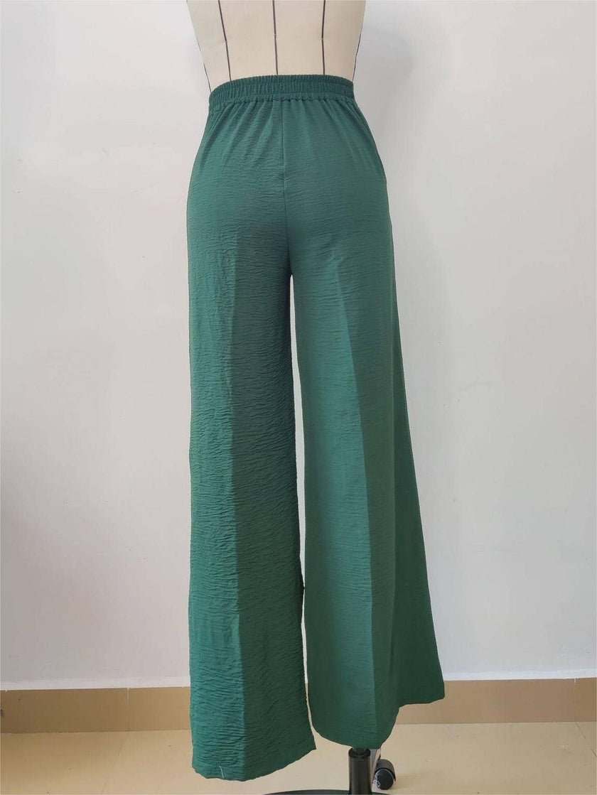 Office suit trousers wide leg pants: Green