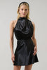 Esmena Satin Mini Dress: Black
