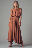 Back Tie Sleeveless Relaxed Top: CAMEL