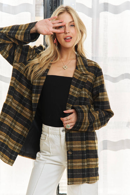 J015-W011-LONG SLV PATCH POCKET 2 BUTTON JACKET: MUSTARD / S-M-L-XL(1-2-2-1)
