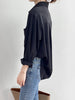 Urban Solid Color Lapel Long Sleeves Blouse: WHITE