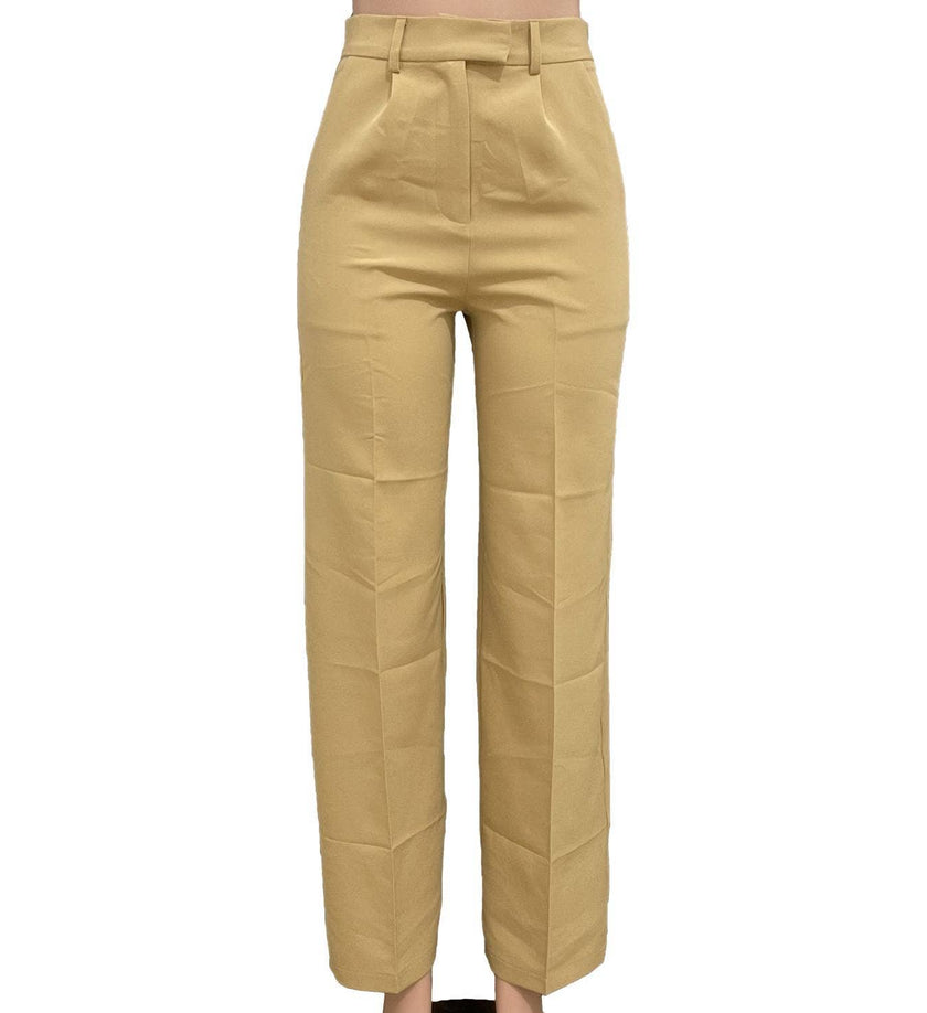 High waisted thin straight suit pants