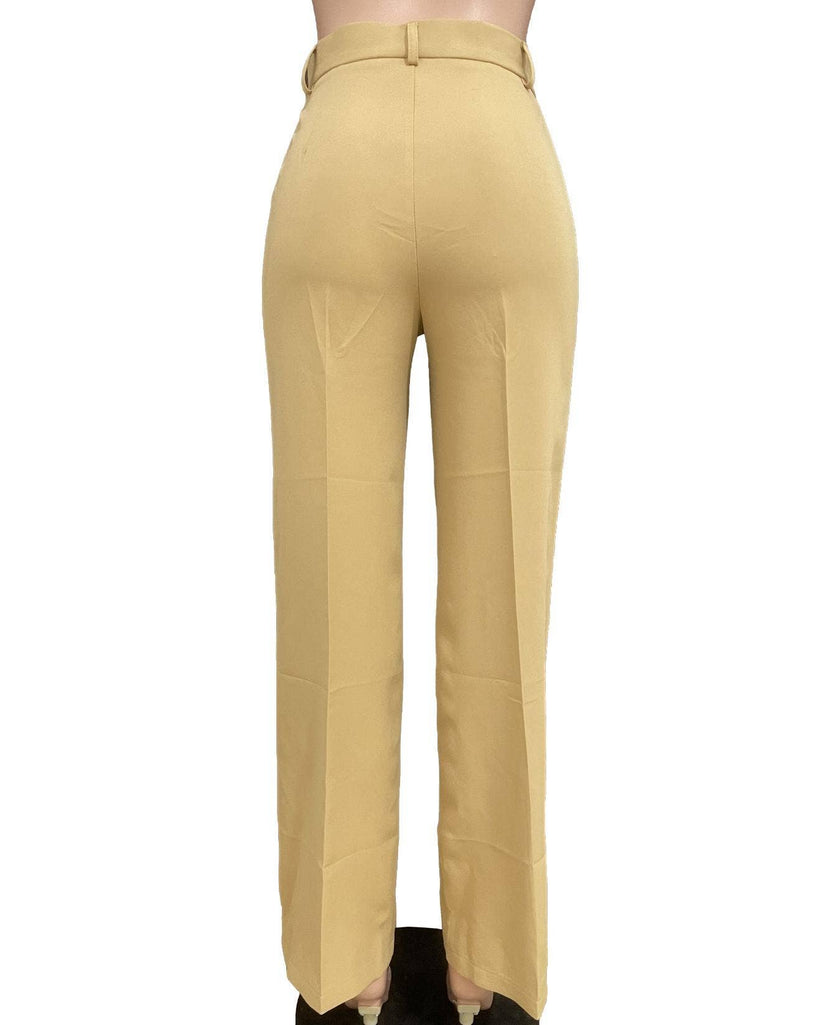 High waisted thin straight suit pants
