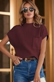 LDC Patch Pocket Ribbed Knit Short Sleeve Sweater