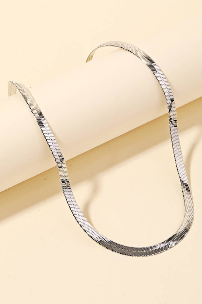Metallic Herringbone Choker Necklace: S