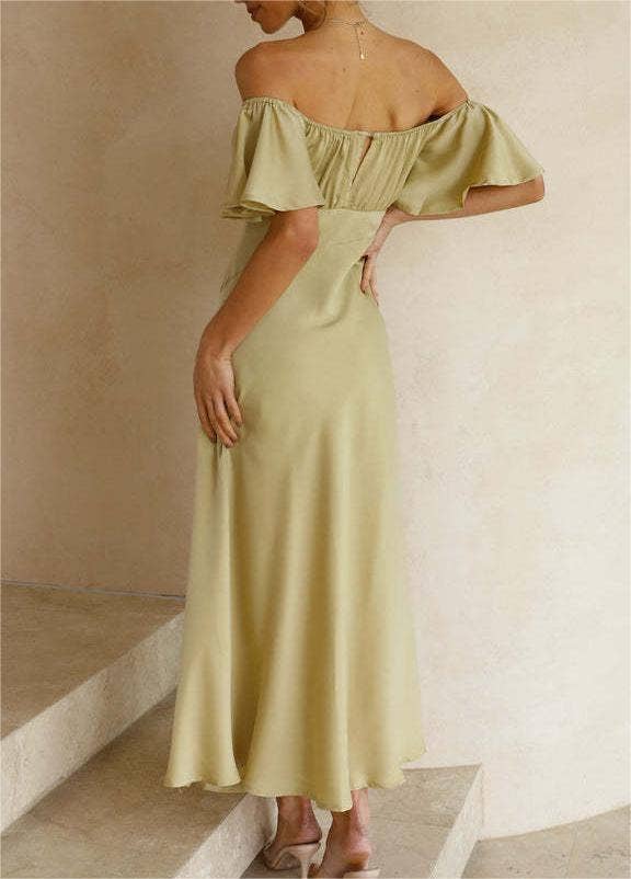 Sleeveless V-neck high-waisted dress/evening gown