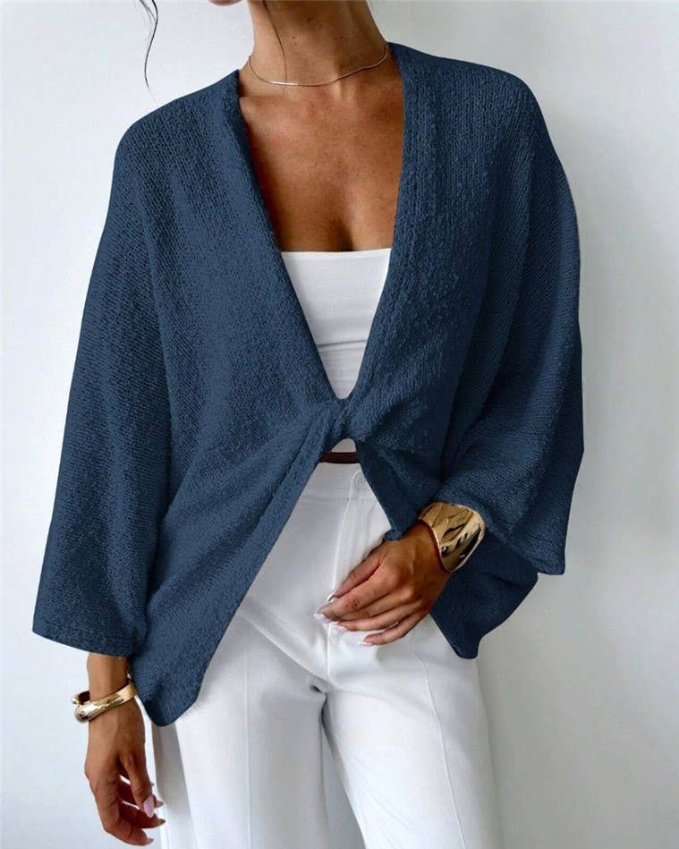 Cozy V-Neck Crossover Knit Cardigan Top