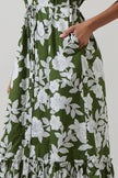 Haizley Floral Alna Button Up Midi Dress: CREAM-GREEN