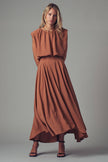 Back Tie Sleeveless Relaxed Top: CAMEL