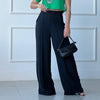 Office suit trousers wide leg pants: Black