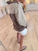 Chic Style Leopard & Striped Patchwork Shirt: