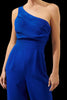 Blaine One Shoulder Ruched Jumpsuit: Cobalt