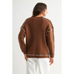 BROWN RIBBED SWEATER WITH CONTRASTING STITCHING