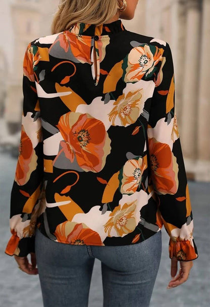 THIN FLORAL PRINT COMMUTER CHIFFON TOP