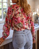 Idyllic Vibrant Floral Ruffled Design Blouse: Floral
