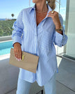 Stylish Casual Buttoned Stripe Print Shirt:
