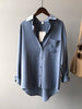 Urban Solid Color Lapel Long Sleeves Blouse: WHITE