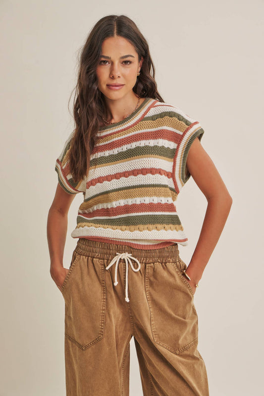 SEASONLESS TRANSITIONAL TEXTURED STRIPE SWEATER VEST