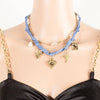 Paisley Denim And Assorted Charms Chain Layered Necklace: GDMBE
