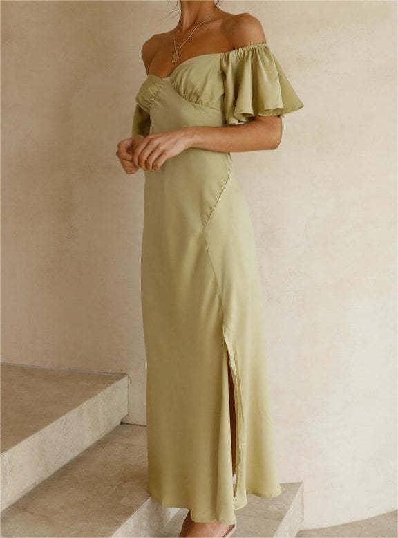 Sleeveless V-neck high-waisted dress/evening gown