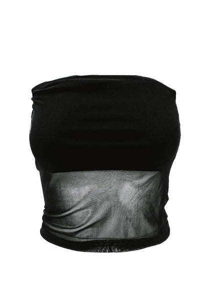 ANDERSON SHEER TUBE TOP: Black / 1X/2X