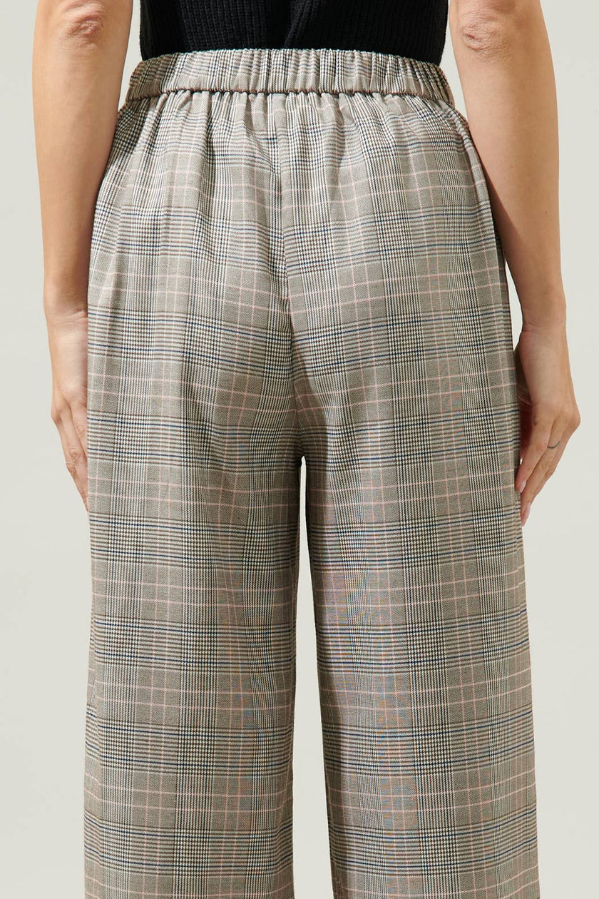 Mulvane Plaid Wide Leg Pants: BrownMulti