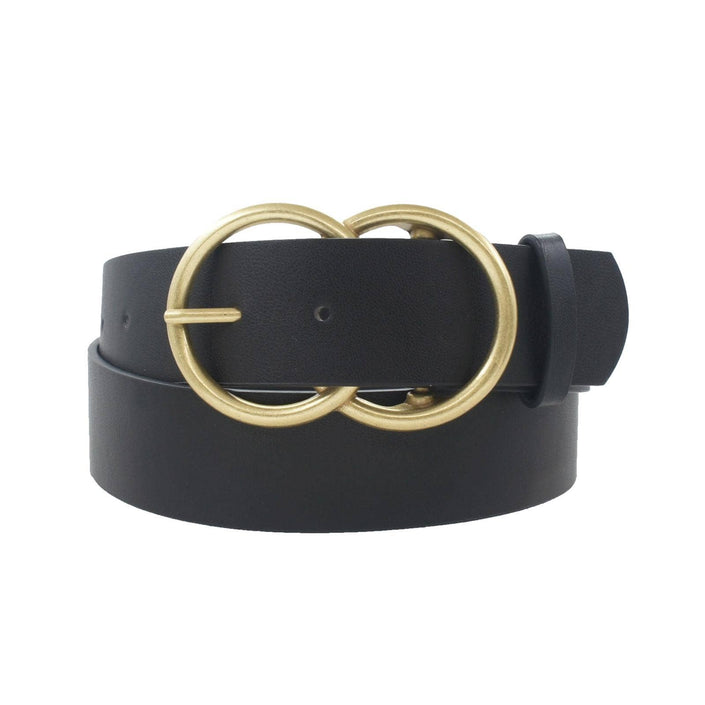 Thick Double Ring Belt: BLACK WORN GOLD