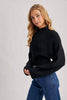 MOCK NECK OPEN BACK RIBBED KNIT TIE SWEATER TOP