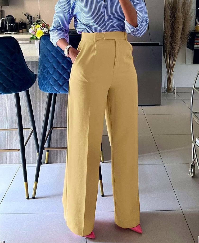 High waisted thin straight suit pants