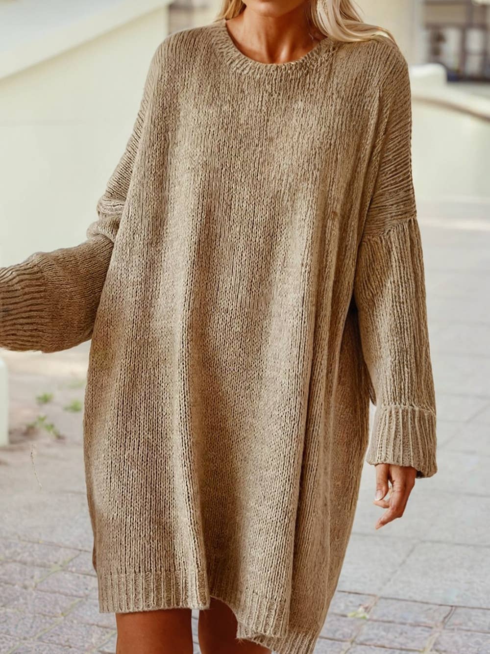 Oversize Drop Shoulder Slouchy Sweater Dress