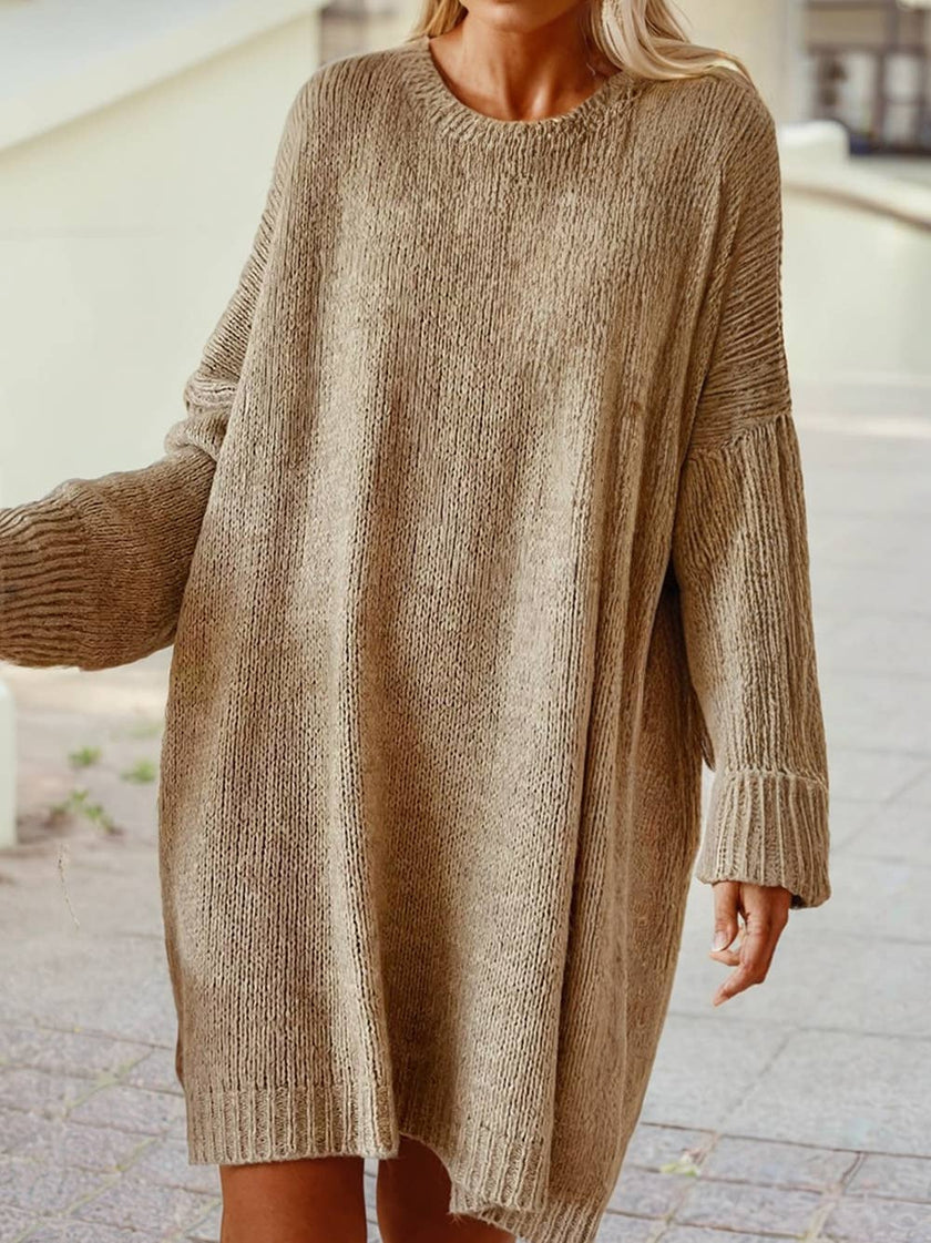 Oversize Drop Shoulder Slouchy Sweater Dress