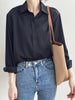 Urban Solid Color Lapel Long Sleeves Blouse: WHITE
